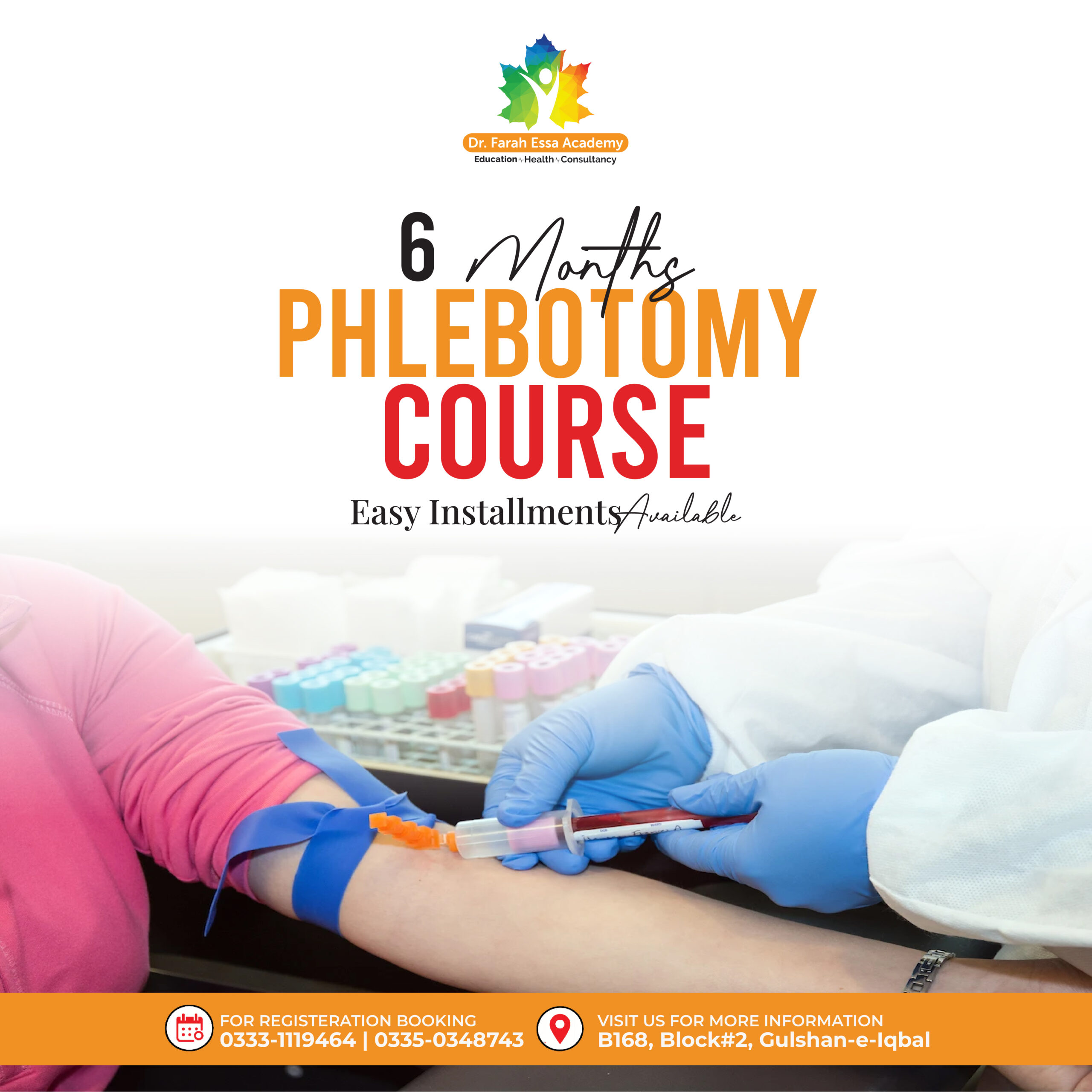 Phlebotomy 6-month certification course at Dr. Farah Essa Academy